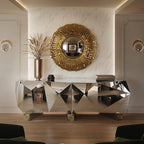 Luxury Black Faceted Sideboard Buffet Cabinet with Hidden Storage