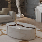 Luxury Oval Dining Table with Sculptural Brass Accents & High Gloss Finish