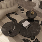 Luxury Gold Coffee Table with Round Glass Top & Sculptural Brass Base