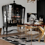 Luxury Curio Display Cabinet with Glass Panels, Mahogany Frame & Hidden Storage