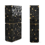 Luxury Walnut Curio Cabinet with Pixel-Inspired Design & Hidden Storage