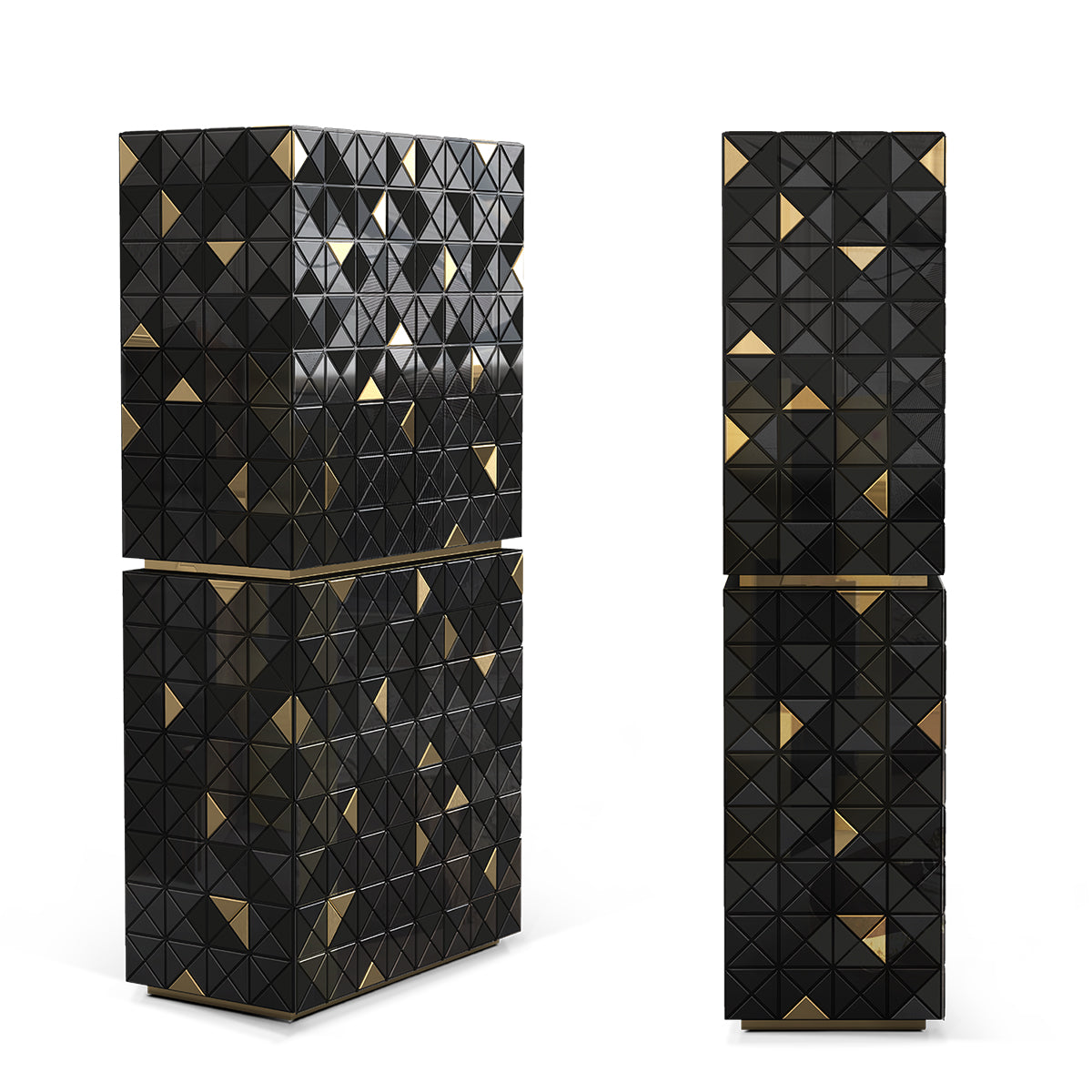Luxury Walnut Curio Cabinet with Pixel-Inspired Design & Hidden Storage