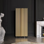 Luxury Curio Cabinet with Brass Tube Design, Glass Shelves & Hidden Storage