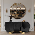 Luxury Black Faceted Sideboard Buffet Cabinet with Hidden Storage