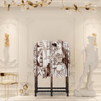 Luxury Hand-Painted Tile Cabinet with Mirrored Details & Collector Storage
