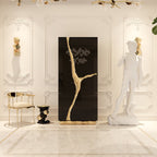Luxury Walnut Display Cabinet with Sculptural Brass Accents & Hidden Storage