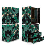 Luxury Walnut Curio Cabinet with Pixel-Inspired Design & Hidden Storage
