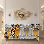 Luxury Mirrored Sideboard Buffet Cabinet with Gold Accents & Modern Storage