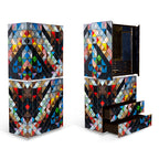 Luxury Walnut Curio Cabinet with Pixel-Inspired Design & Hidden Storage