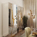 Luxury Walnut Display Cabinet with Sculptural Brass Accents & Hidden Storage