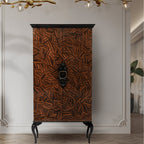 Luxury Sculptural Display Cabinet with Glass Shelves & Designer Storage
