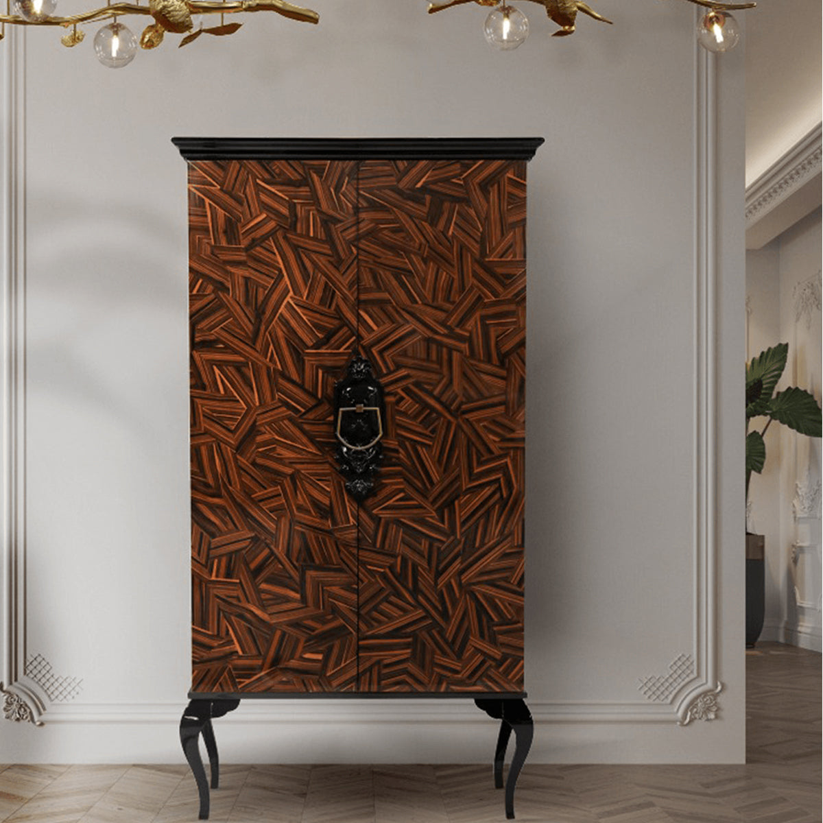 Luxury Sculptural Display Cabinet with Glass Shelves & Designer Storage