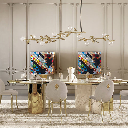 Luxury Geometric Bar Cabinet with Pixel-Inspired Design & Hidden Storage