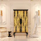 Luxury Sculptural Display Cabinet with Glass Shelves & Designer Storage
