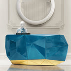 Luxury Emerald Green Sideboard Cabinet with Diamond-Inspired Faceted Design