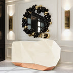 Luxury Emerald Green Sideboard Cabinet with Diamond-Inspired Faceted Design