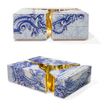 Luxury Coffee Table with Cracked Brass Sculptural Base & Smoked Glass Top