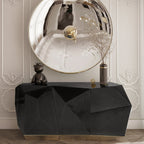 Luxury Emerald Green Sideboard Cabinet with Diamond-Inspired Faceted Design