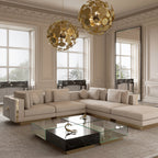 Luxury Coffee Table Set with Marble, Glass & Sculptural Gold Brass Design