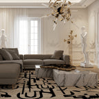 Luxury Black & White Coffee Table with Sculptural Design & High Gloss Finish