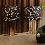 Luxury Geometric Bar Cabinet with Pixel-Inspired Design & Hidden Storage