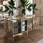 Luxury Anodized Metal Sideboard Cabinet with Pixel-Inspired Design & Hidden Storage