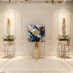 Luxury Geometric Bar Cabinet with Pixel-Inspired Design & Hidden Storage