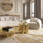 Luxury Patina Brass Coffee Table Set with Round Tiered Tops & Statement Design