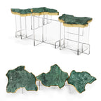 Luxury Designer Coffee Table with Hand-Painted Artistic Top & Sculptural Brass Base