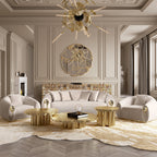Luxury Patina Brass Coffee Table Set with Round Tiered Tops & Statement Design