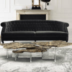 Luxury Designer Coffee Table with Hand-Painted Artistic Top & Sculptural Brass Base