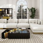 Luxury Coffee Table with Cracked Brass Sculptural Base & Smoked Glass Top