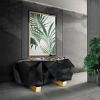 Luxury Diamond-Inspired Sideboard Buffet Cabinet with Black Gold Finish