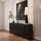 Luxury Brass Sideboard Cabinet with Sculptural Doors & Hidden Storage
