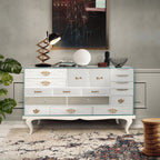 Luxury Patchwork Wood Sideboard Buffet Cabinet with Hidden Storage