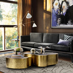 Luxury Hammered Brass Coffee Table with Wave Sculptural Design & Artisan Craftsmanship