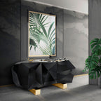 Luxury Black Faceted Sideboard Buffet Cabinet with Hidden Storage