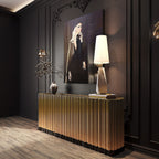 Luxury Brass Sideboard Cabinet with Sculptural Doors & Hidden Storage