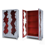 Luxury Display Cabinet with Silver Leaf Finish, Glass Shelves & Storage
