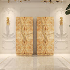 Luxury Walnut Display Cabinet with Sculptural Brass Accents & Hidden Storage