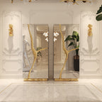 Luxury Walnut Display Cabinet with Sculptural Brass Accents & Hidden Storage