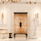 Luxury Sculptural Display Cabinet with Glass Shelves & Designer Storage