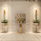 Luxury Geometric Bar Cabinet with Pixel-Inspired Design & Hidden Storage