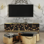 Luxury Walnut Media Console with Pixel-Inspired Design & Hidden Storage