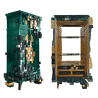 Luxury Display Cabinet with Geometric Pixel Design, Glass Shelves & Storage