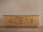 Finnley 100" Marble Top Buffet Sideboard Wood Living TV Cabinet Entryway Cabinet