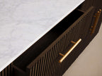 Finnley Enfilade buffet de luxe en marbre, meuble TV en bois, commode d'entrée à tiroirs