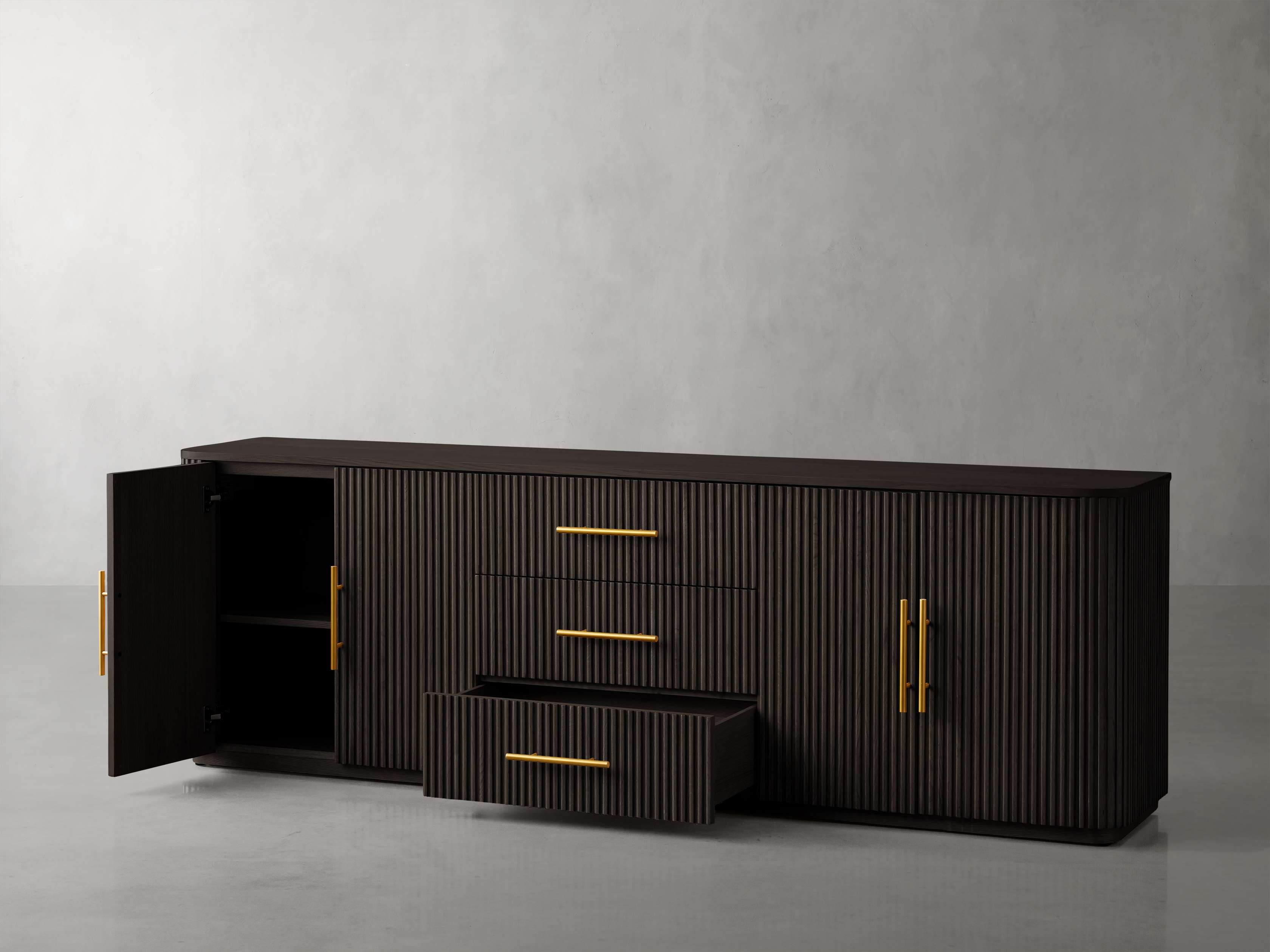 Finnley Wood Buffet Sideboard 3 Drawers TV Cabinets Countertop Entrance Cabinets