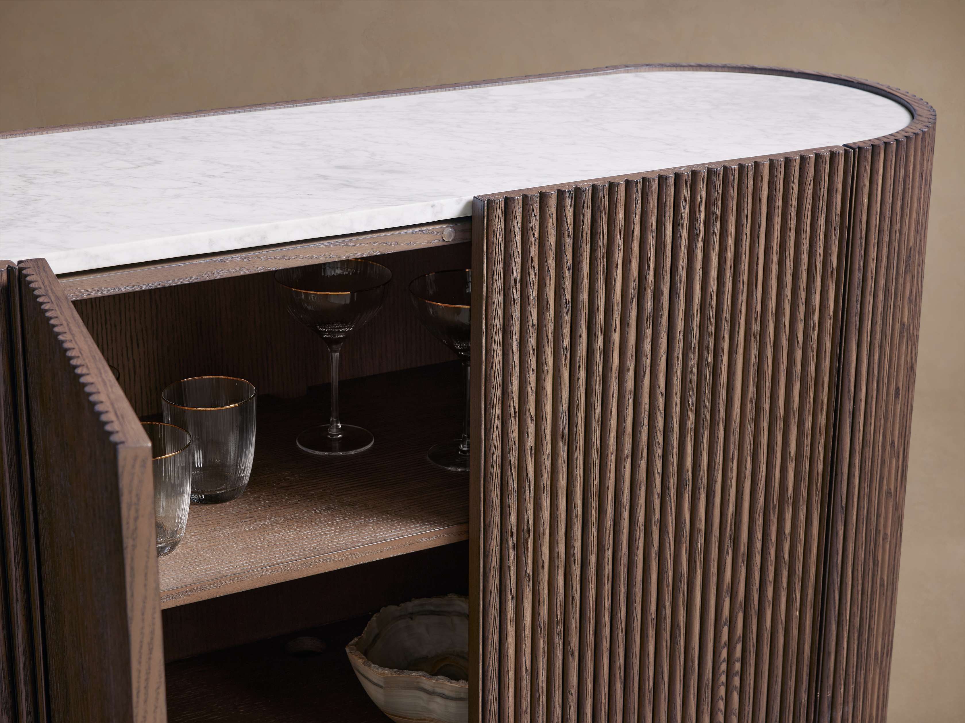 Flore Marmorplatte Buffet Sideboard Holz Eingänge Schrank Wohnzimmer Medienschrank TV-Schrank