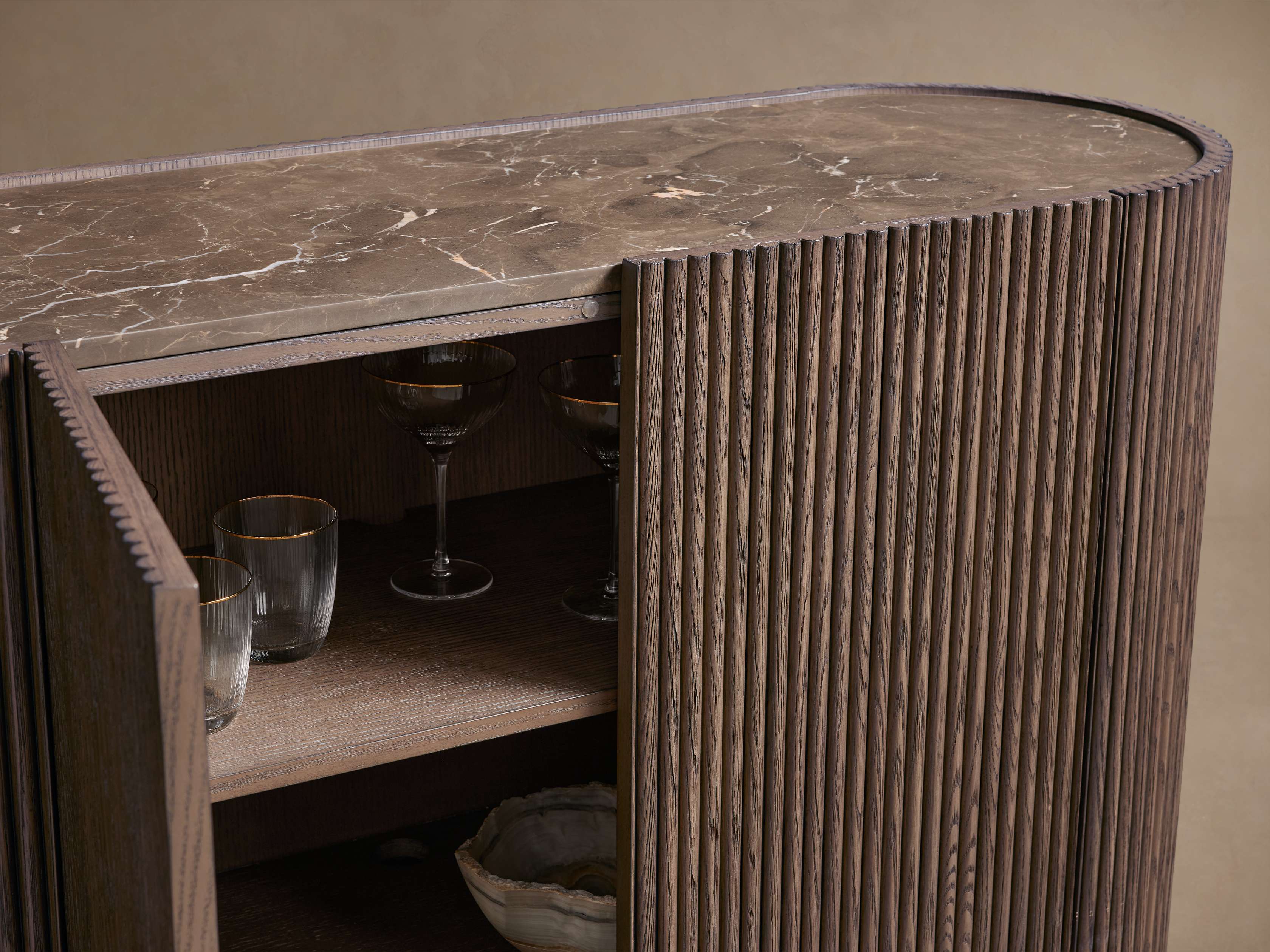 Flore Marmorplatte Buffet Sideboard Holz Eingänge Schrank Wohnzimmer Medienschrank TV-Schrank